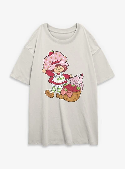 Strawberry Shortcake Custard Basket Womens Oversized T-Shirt