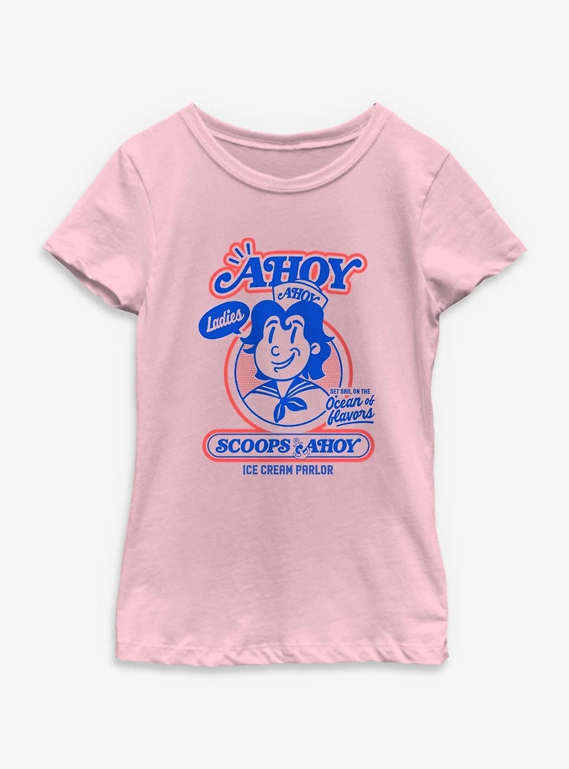 Stranger Things Retro Ahoy Badge Youth Girls T-Shirt
