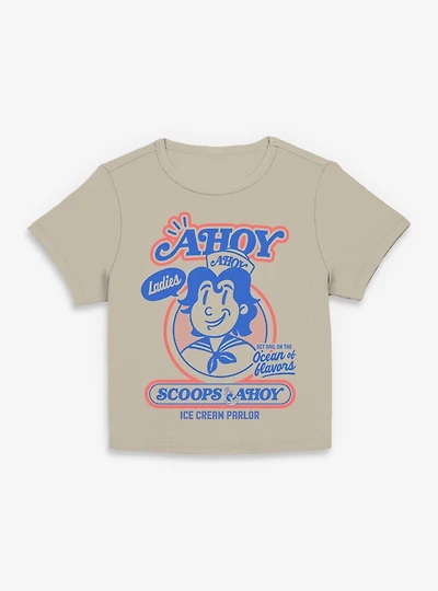 Stranger Things Retro Ahoy Badge Womens Baby Tee