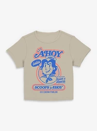 Stranger Things Retro Ahoy Badge Womens Baby Tee