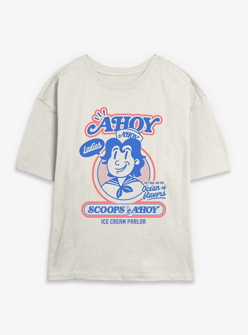 Stranger Things Retro Ahoy Badge Womens Skimmer Tee