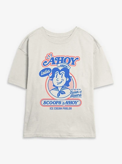 Stranger Things Retro Ahoy Badge Womens Skimmer Tee