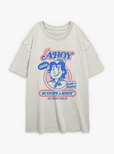 Stranger Things Retro Ahoy Badge Womens Oversized T-Shirt
