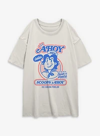 Stranger Things Retro Ahoy Badge Womens Oversized T-Shirt