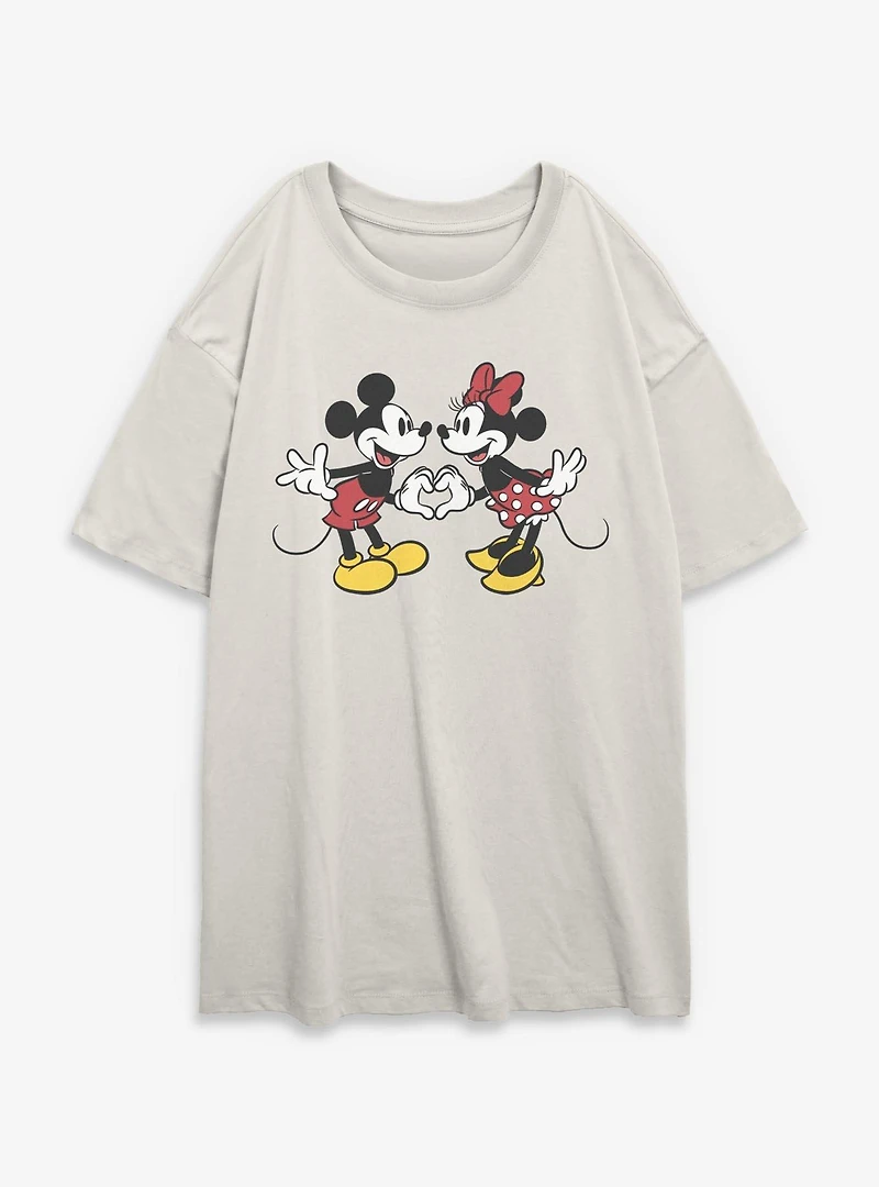 Disney Mickey Mouse Couple Heart Womens Oversized T-Shirt