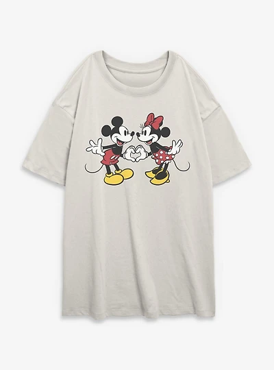 Disney Mickey Mouse Couple Heart Womens Oversized T-Shirt