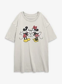 Disney Mickey Mouse Couple Heart Womens Oversized T-Shirt