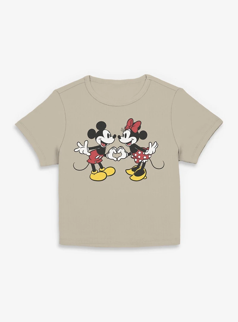 Disney Mickey Mouse Couple Heart Womens Baby Tee