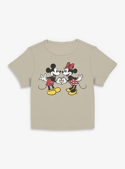Disney Mickey Mouse Couple Heart Womens Baby Tee