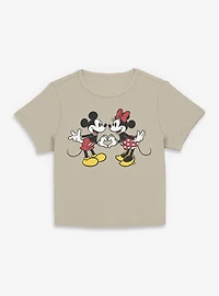 Disney Mickey Mouse Couple Heart Womens Baby Tee
