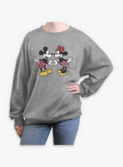 Disney Mickey Mouse Couple Heart Womens Oversized Sweatshirt