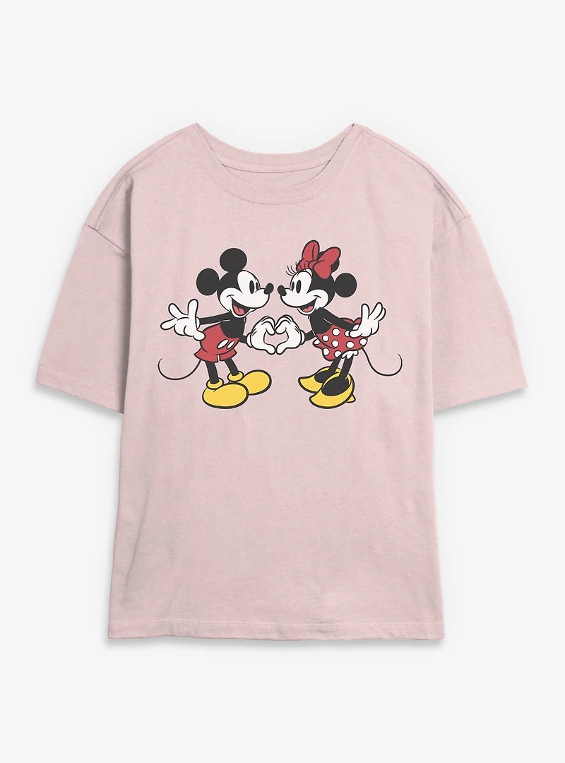 Disney Mickey Mouse Couple Heart Womens Skimmer Tee