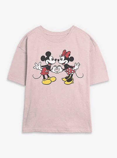 Disney Mickey Mouse Couple Heart Womens Skimmer Tee