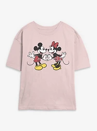Disney Mickey Mouse Couple Heart Womens Skimmer Tee