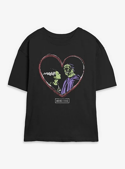 Universal Monsters Frankenstein & Bride Of Love Womens Skimmer Tee