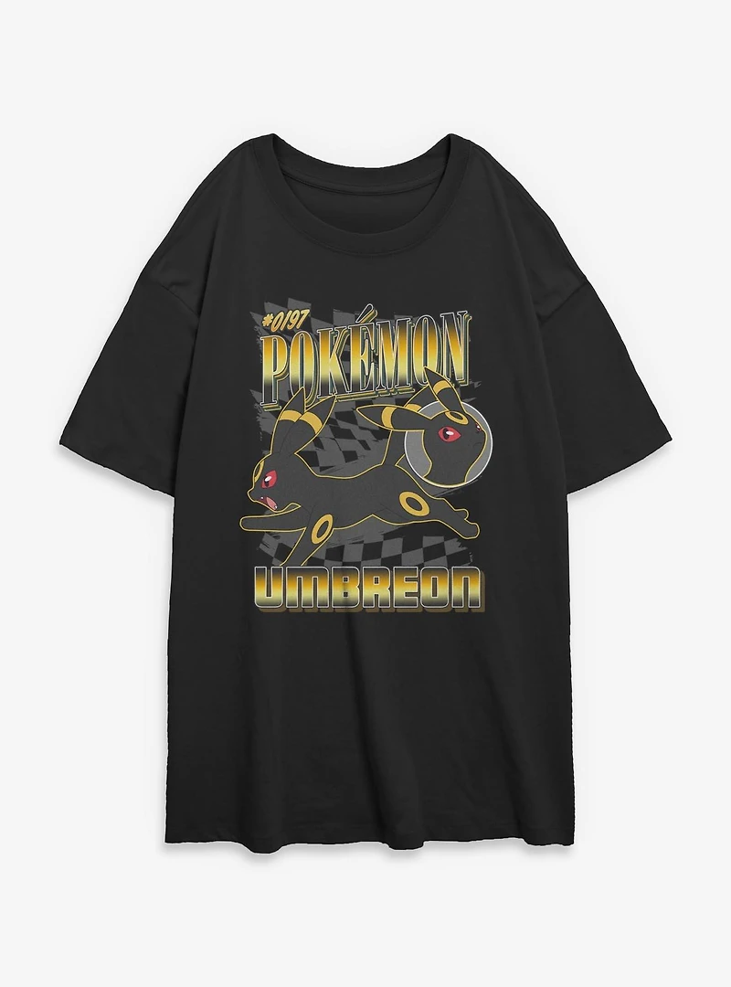 Pokemon Umbreon Check Womens Oversized T-Shirt