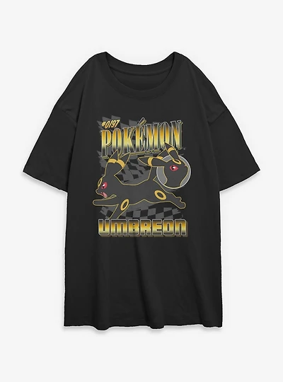 Pokemon Umbreon Check Womens Oversized T-Shirt