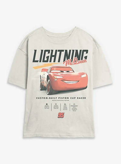 Disney Pixar Cars Lightning McQueen Stats Womens Skimmer Tee