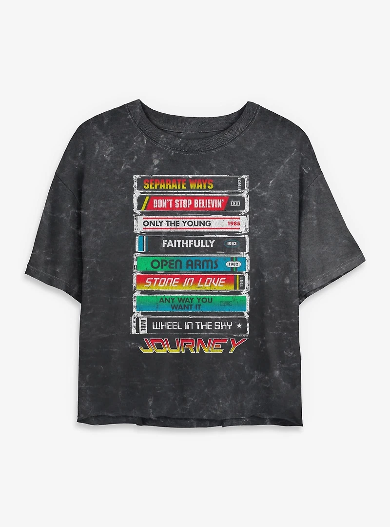 Journey Tape Deck Hits Mineral Wash Womens Crop T-Shirt