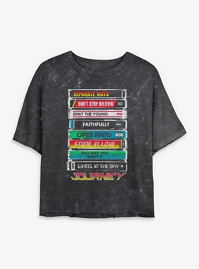 Journey Tape Deck Hits Mineral Wash Womens Crop T-Shirt