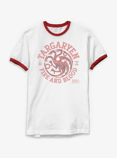 Game Of Thrones Collegiate Targaryen Ringer T-Shirt