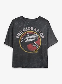 Jurassic Park Philoso Raptor Mineral Wash Womens Crop T-Shirt