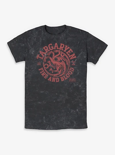 Game Of Thrones Collegiate Targaryen Mineral Wash T-Shirt