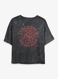Game Of Thrones Collegiate Targaryen Mineral Wash Womens Crop T-Shirt