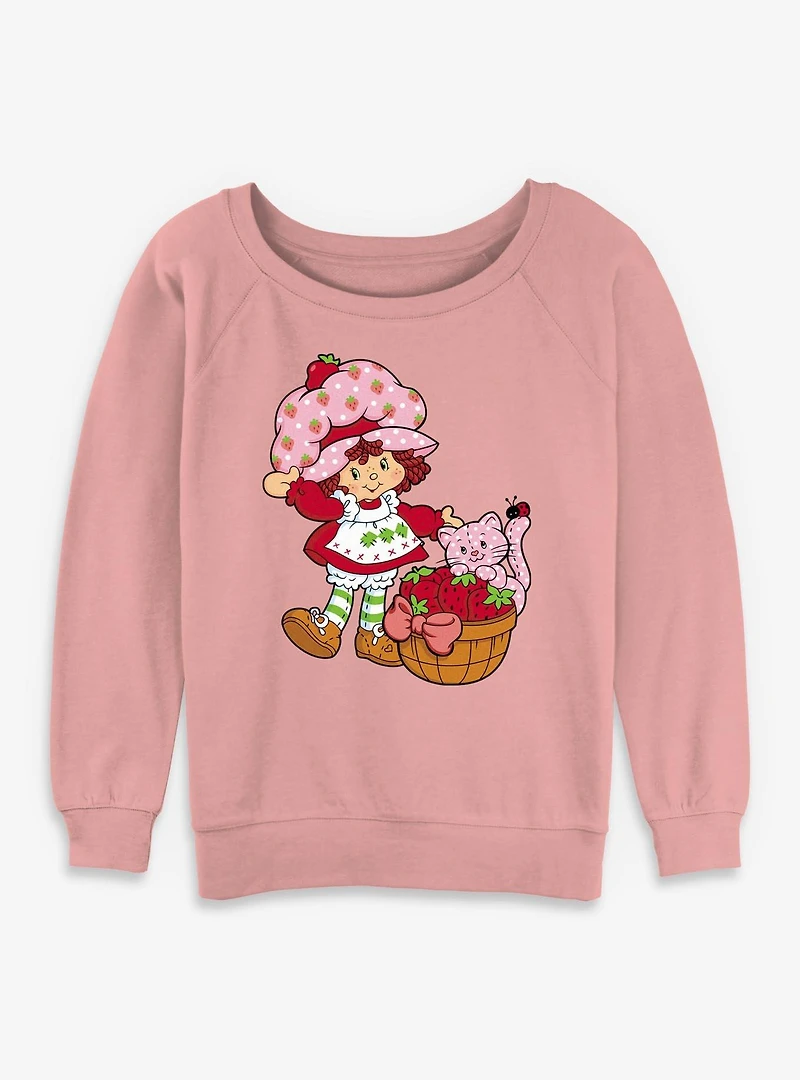 Strawberry Shortcake Custard Basket Womens Slouchy Sweatshirt
