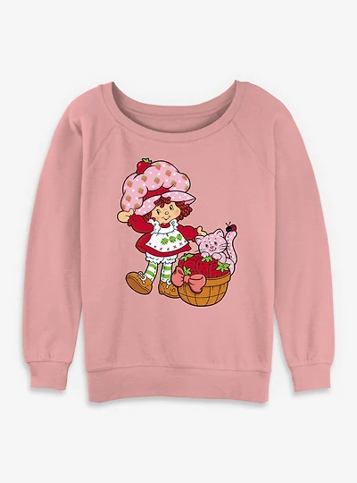 Strawberry Shortcake Custard Basket Womens Slouchy Sweatshirt