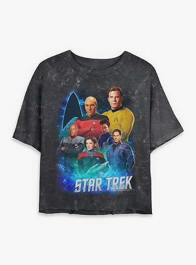 Star Trek Legendary Captains Mineral Wash Womens Crop T-Shirt