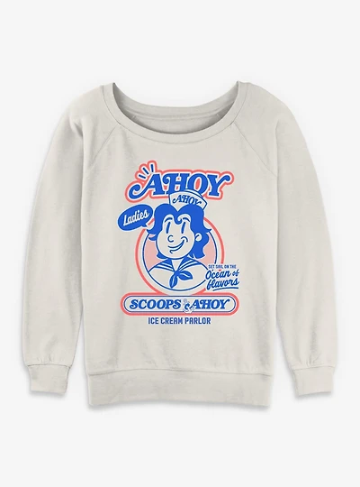 Stranger Things Retro Ahoy Badge Womens Slouchy Sweatshirt