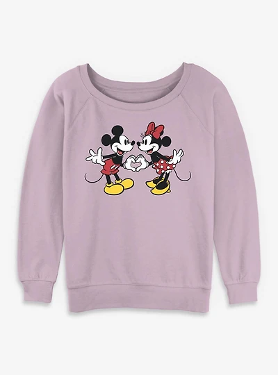 Disney Mickey Mouse Couple Heart Womens Slouchy Sweatshirt
