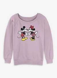 Disney Mickey Mouse Couple Heart Womens Slouchy Sweatshirt