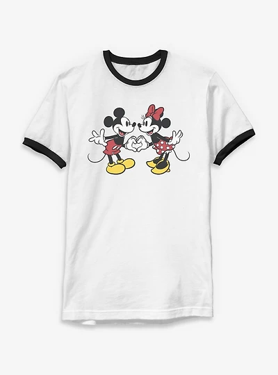 Disney Mickey Mouse Couple Heart Ringer T-Shirt
