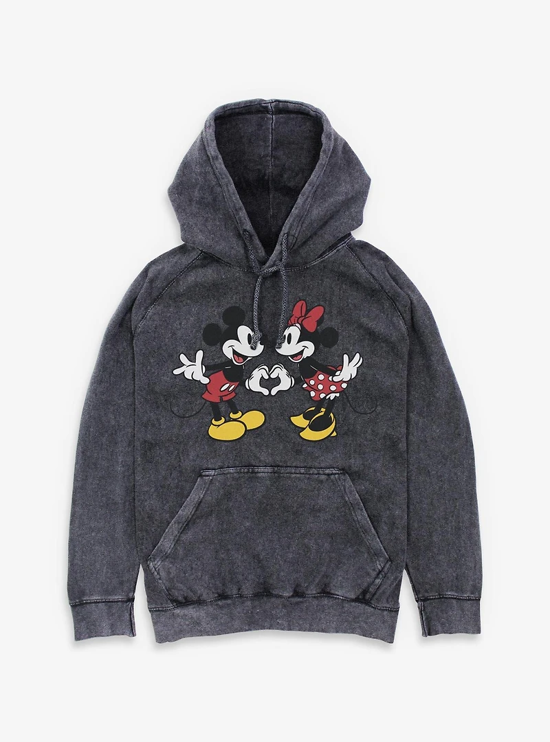 Disney Mickey Mouse Couple Heart Mineral Wash Hoodie