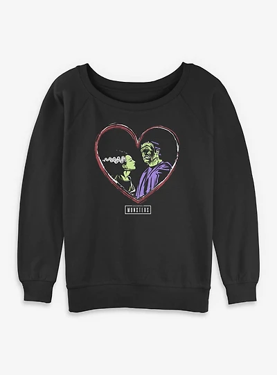 Universal Monsters Frankenstein & Bride Of Love Womens Slouchy Sweatshirt