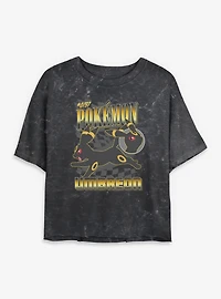 Pokemon Umbreon Check Mineral Wash Womens Crop T-Shirt