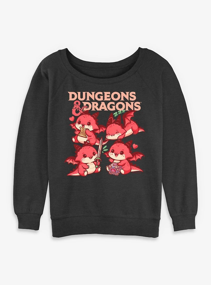 Dungeons & Dragons Dragon Cutes Womens Slouchy Sweatshirt