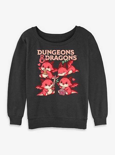 Dungeons & Dragons Dragon Cutes Womens Slouchy Sweatshirt