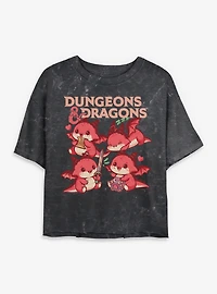 Dungeons & Dragons Dragon Cutes Mineral Wash Womens Crop T-Shirt