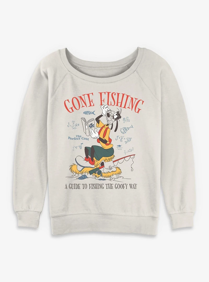 Disney Goofy Gone Fishing Womens Slouchy Sweatshirt