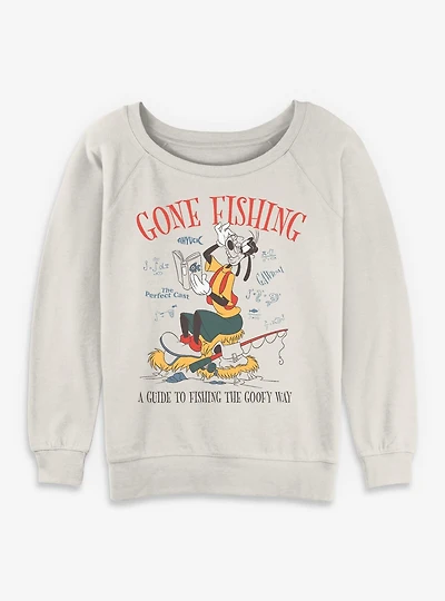 Disney Goofy Gone Fishing Womens Slouchy Sweatshirt