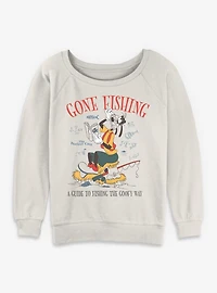 Disney Goofy  Gone Fishing Womens Slouchy Sweatshirt