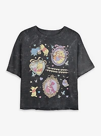 Disney Winnie The Pooh Friendship Collage Mineral Wash Womens Crop T-Shirt