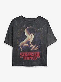 Stranger Things Will Epic Powers Mineral Wash Womens Crop T-Shirt