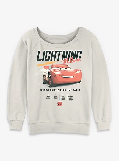 Disney Pixar Cars Lightning McQueen Stats Womens Slouchy Sweatshirt