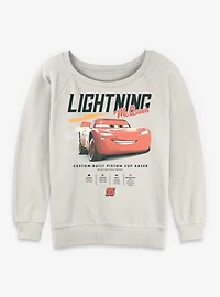 Disney Pixar Cars Lightning McQueen Stats Womens Slouchy Sweatshirt
