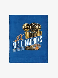 New York Knicks 2026 NBA Multi-Champs Runback Silk Touch Throw Blanket
