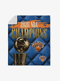 New York Knicks 2026 NBA Champions Noble Silk Touch Sherpa Throw Blanket